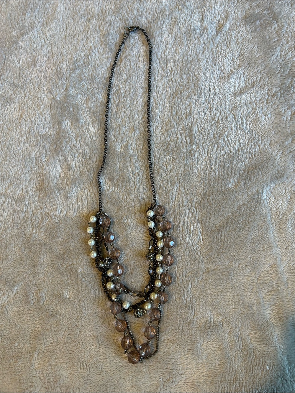 Layered Brown Bead & Pearl Necklace